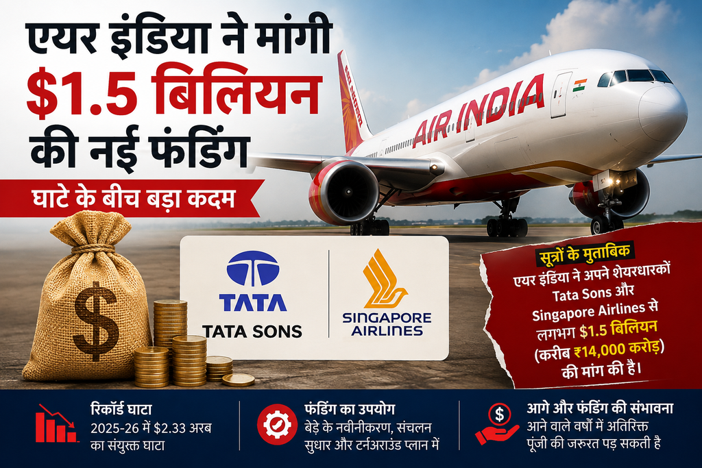 Air India को बड़ा झटका, 1.5 अरब डॉलर की नई फंडिंग मांगने की खबर